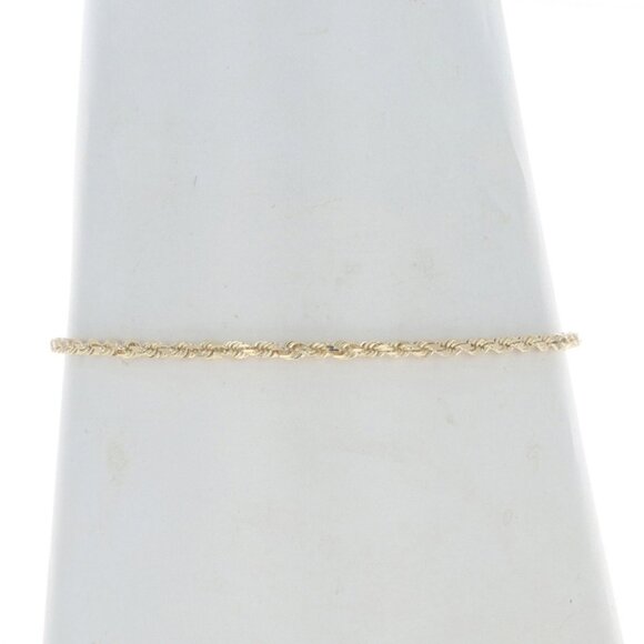 Yellow Gold Diamond Cut Rope Chain Bracelet 7 1/4" - 14k